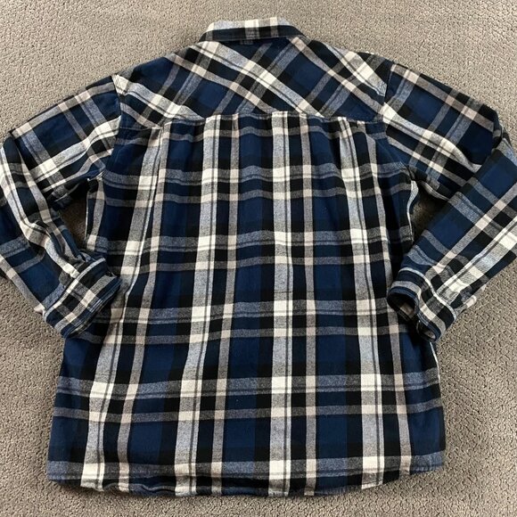 Five Brother Flannel Shirt Men's XL TALL Blue Black Plaid Heavy - Picture 3 of 11